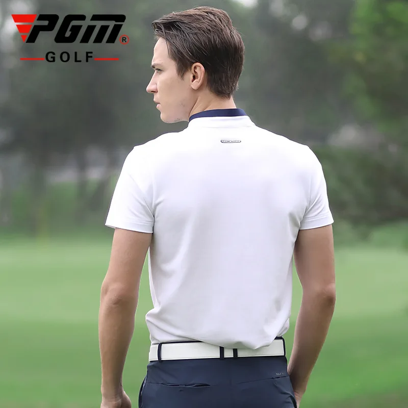 

PGM Golf Men's Stand Collar White Clothes Summer Quick-Drying Sport Short Sleeve T-shirt YF259