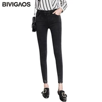 bivigaos new bottom bem lace lacework jeans leggings women skinny slim pencil pants black thin stretch jeggings korean jeans