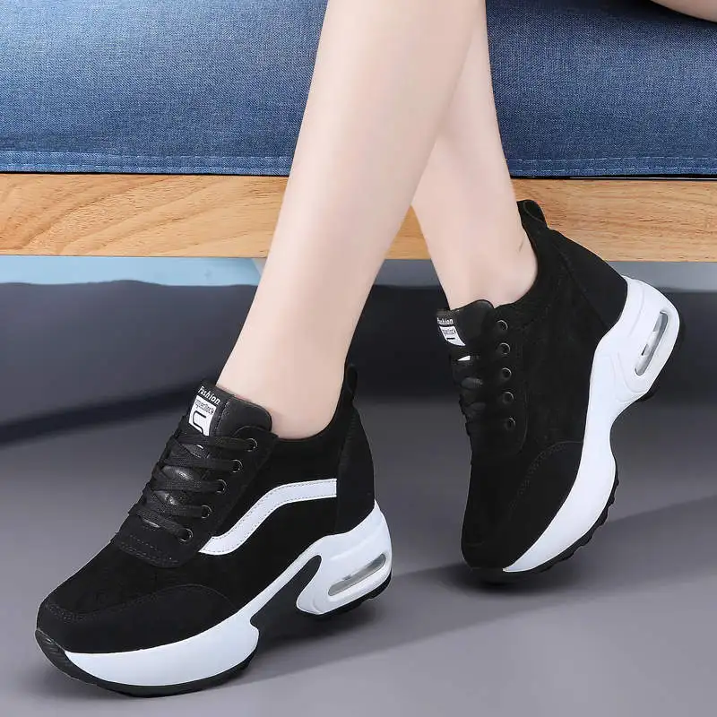 

Women's Sport Shoes On The Platform Round-Toe Women Running Shoes Size 7 Women's Black Sports Shoes Race Women Sneakers Tennis