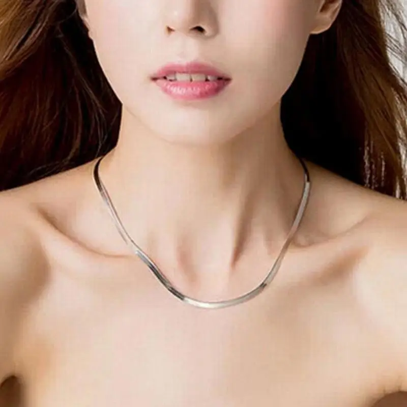 Новинка серебряное ожерелье Пара короткие ключицы лезвие цепочка плоская из