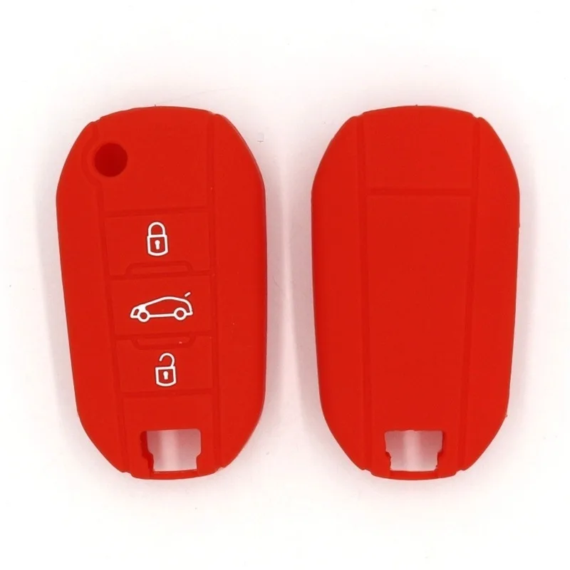 Чехол для автомобильного ключа из силикона с 3 кнопками Peugeot 208 307 308 407 408 508 RCZ 2008 3008