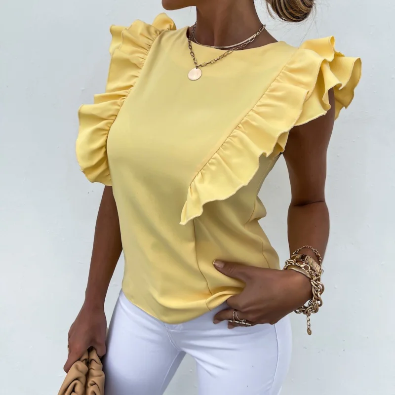 

2021 New Round Neck Sleeveless Solid Color Vest T-shirt Women's Top Ladies Bandage Lace-up Backless T-shirt Women Sexy Tops