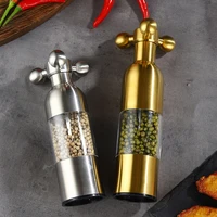 2pcs stainless steel tap grinder manual salt sesame pepper mill grinder silver mill tap mills home cooking barbecue kitchenware