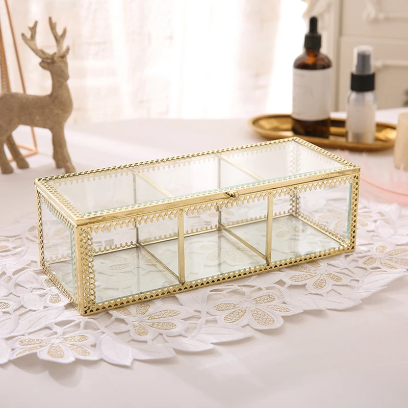

Nordic Decor Glass Jewelry Organizer Storage Box Desk Makeup Organizer For Cosmetics Jewelry Box Home Office Bedroom Storage