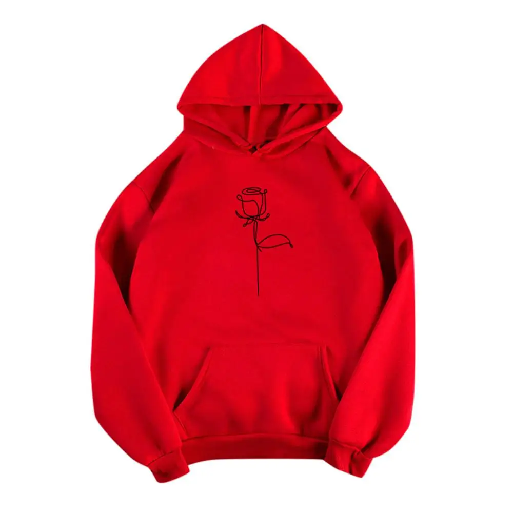 

Women Harajuku Rose Hoodies Winter Kpop Flower Print Korean Style Sweatshirt Casual Loose Plus Size Female Pullovers Streetwear