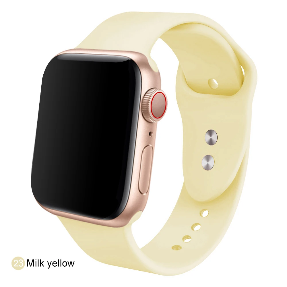 Мягкий силиконовый сменный спортивный ремешок для 38 мм Apple Watch Series1 2 3 4 5 42 мм ремешок для наручных браслетов для iWatch Sports Edition - Цвет ремешка: Milk yellow