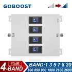 Ретранслятор 4-полосного сигнала GOBOOST 2G + 3G + 4G 70 дБ, усилитель сотовой связи с высоким коэффициентом усиления 800 850 900 1800 2100 2600 МГц, усилитель для мобильной сети