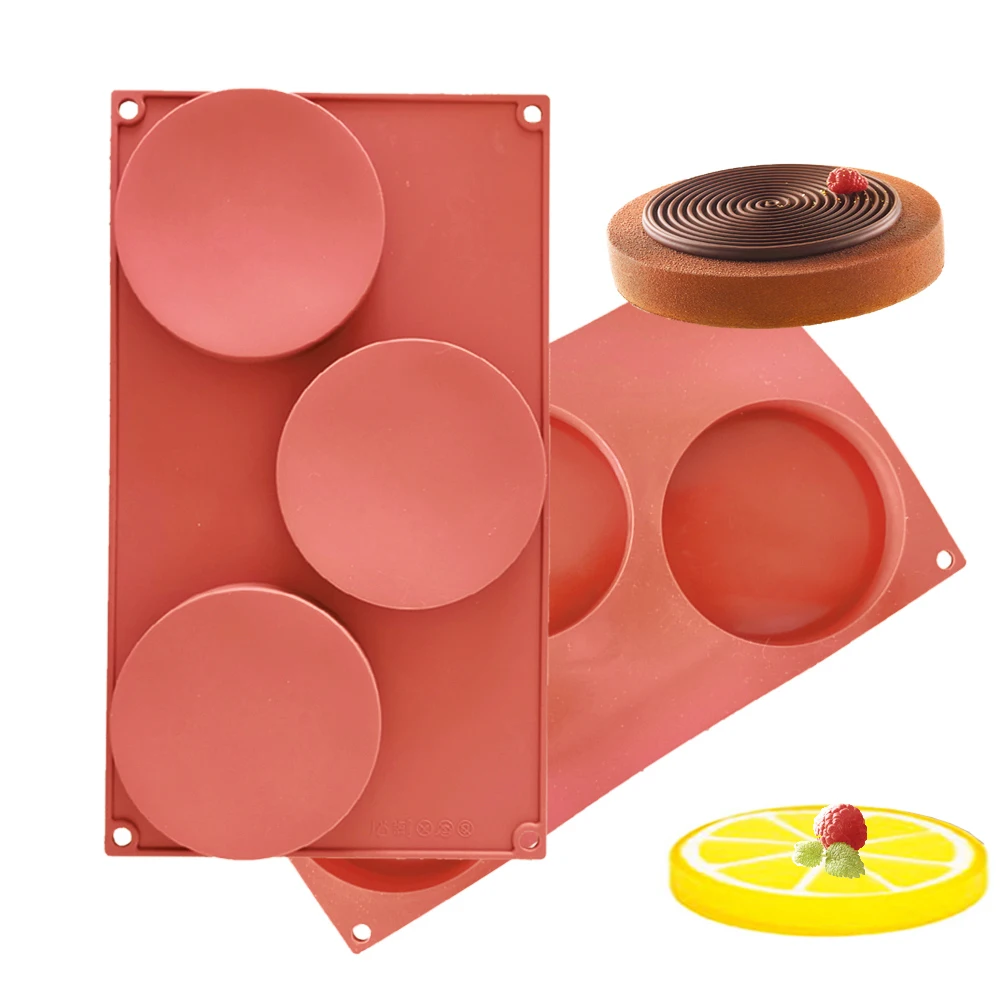 

New 3 Cavity Cylinder Silicone Cake Mold Cookies 3D DIY Handmade Kitchen Reuse Baking Tools Decorating Mousse Making Mould