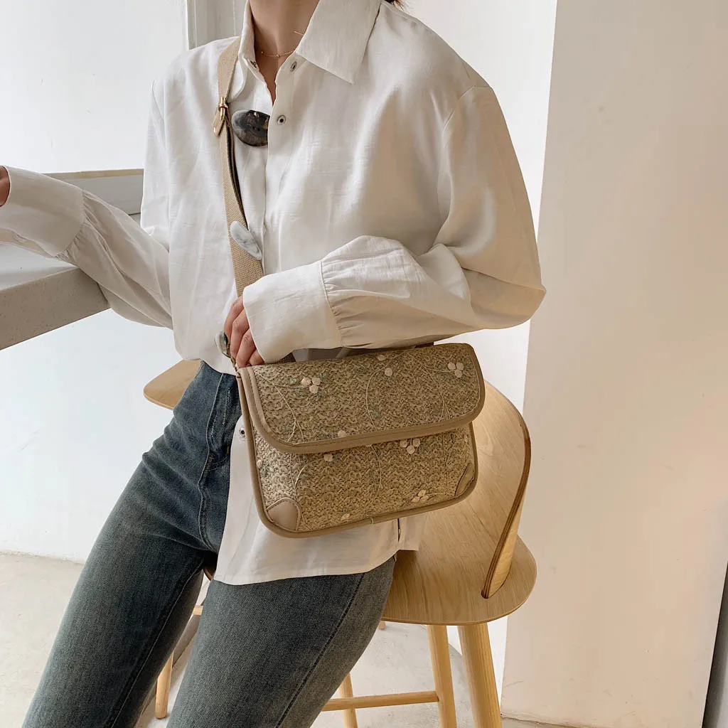 Женская сумка-мессенджер 2019 Новая модная тканая соломенная сумка на одно плечо