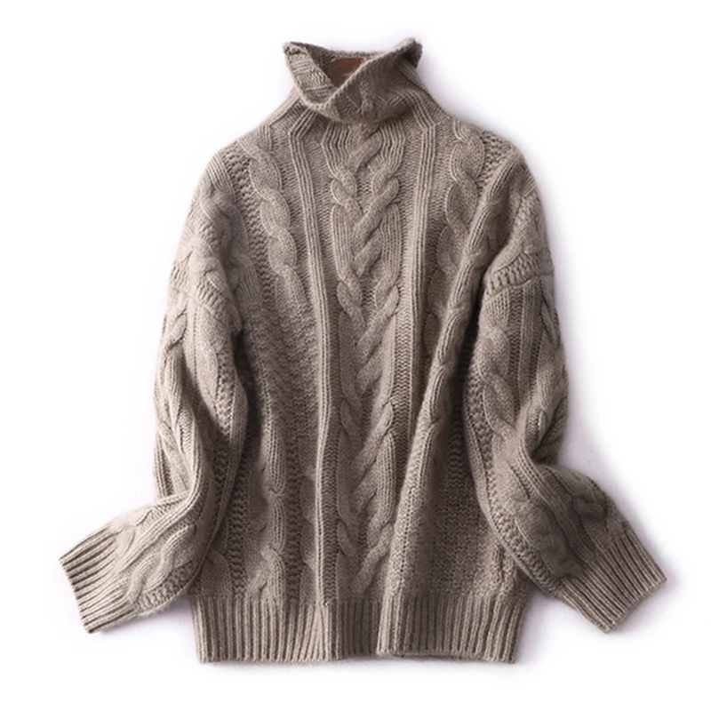 Кашемировый шерстяной вязаный женский модный пуловер свитер с высоким