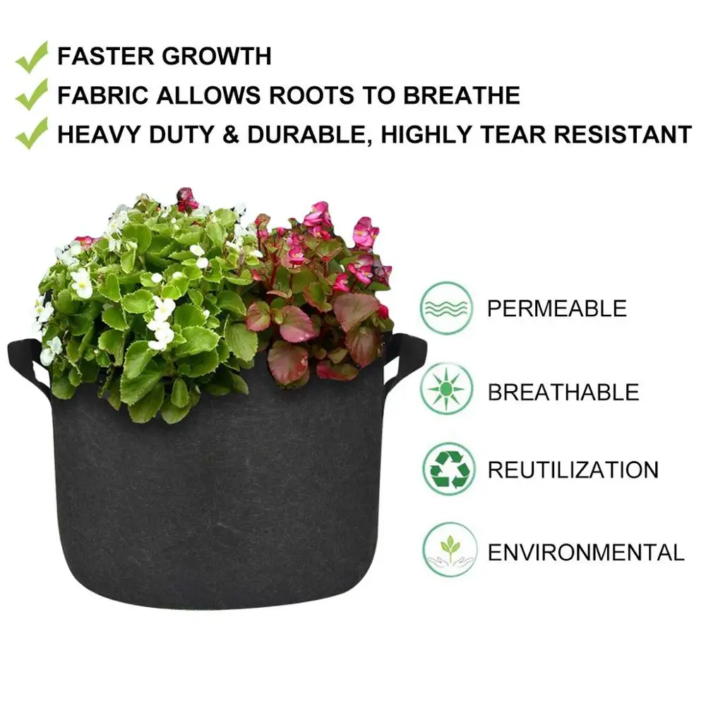 5 шт. мешки для выращивания черной ткани воздухопроницаемые 1/5/7/25/50/100 галлоновые