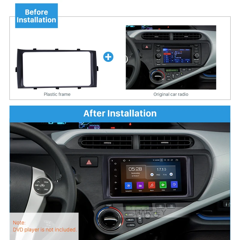 Автомагнитола Harfey 2 Din с двойной отделкой для Toyota Aqua Prius C RHD 2012 | Автомобили и