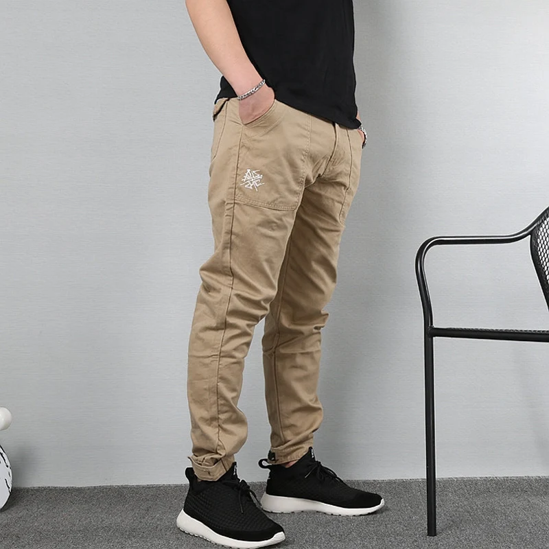 Japanese Vintage Fashion Men Jeans Embroidery Designer Casual Cargo Pants Men Overalls Streetwear Hip Hop Joggers Harem Trousers