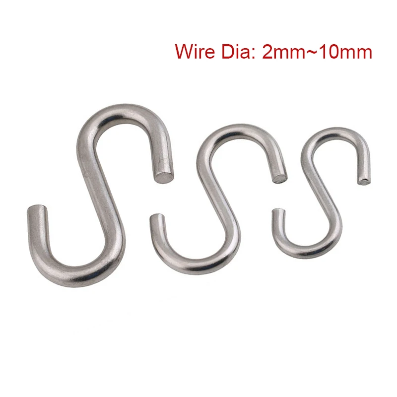 

Open-End S-Hooks Snap Hook Carabiner Chain Key Connector Outdoor Backpack Hook DIY Craft 304 Stainless Steel