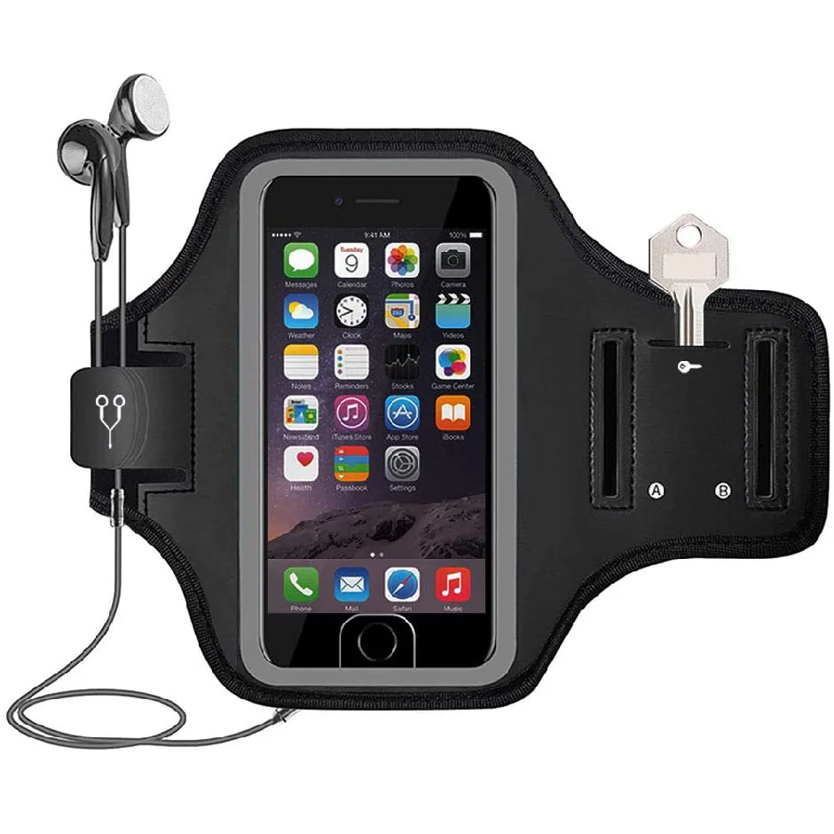 

Arm bag outdoor sports running arm with mobile phone iPhone 6 / 7 / 8plus / 11 / 12 black