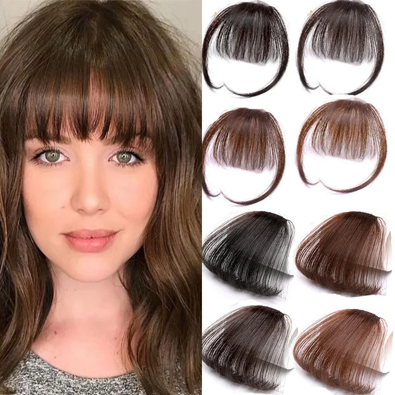 Air Bangs Clip In Bangs Front Neat Bangs Fringe Hair Women Clip In Hair Extension Synthetic High Temperature Fiber Fake Hair