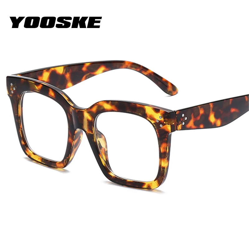 YOOSKE Transparent Glasses Frames Women Oversized Spectacles Men Vintage Fake Eyeglasses Womens Black Myopia Frame images - 6