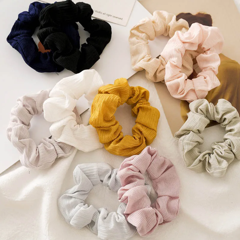 

Korean Solid Color Sweet Hair Bands New Rubber Band Women Toothpick Wrinkle Hair Rope Rings Girl Headbands Hair Accessories