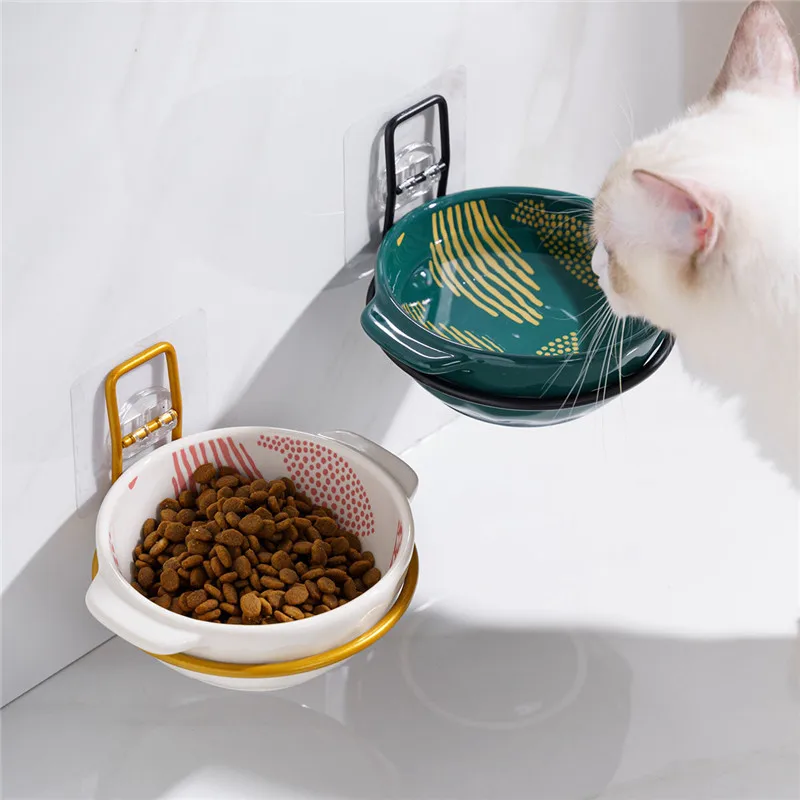 

Cartoon Pet Bowl Dog Cat Bowl Hang Stationary Dog Cage Water Food Feeder Cats Dogs Puppy Hanging Cage Ceramics Dishes