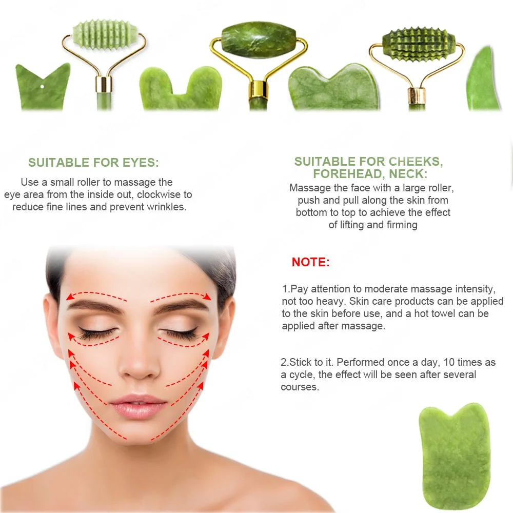 Натуральный нефритовый ролик для лица гуаша скребок уход за кожей масло шеи кожи