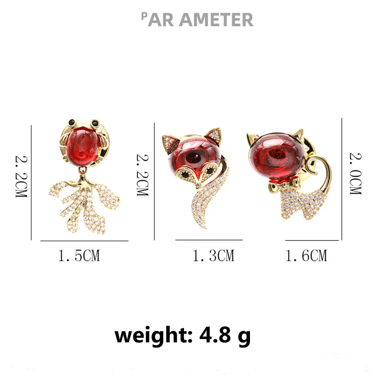 

High Quality Fox Brooch Lovely Crystal Kitten Goldfish Fixed Clothing Accessories Anti Light Button Neckline Suit Lady Brooch