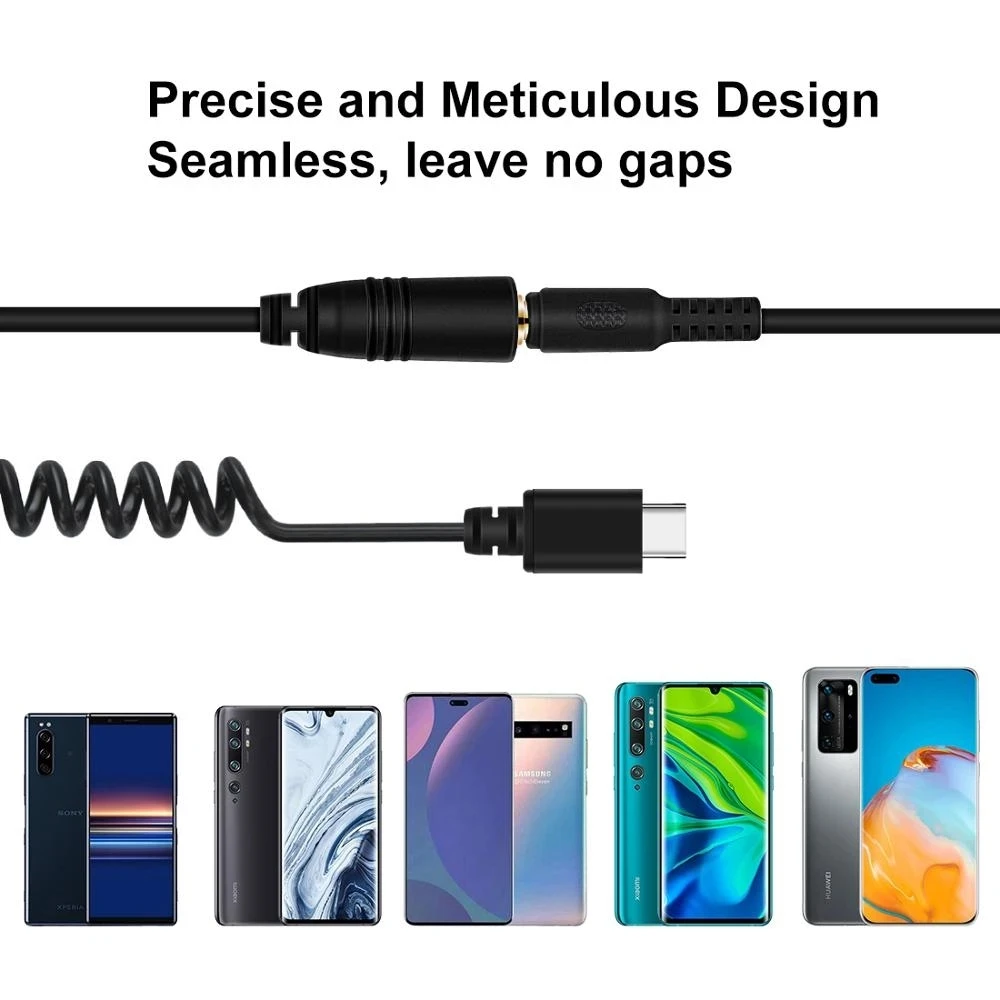 3 5 мм TRRS женский Type-C/USB-C мужской живой микрофон аудио адаптер весной спиральным