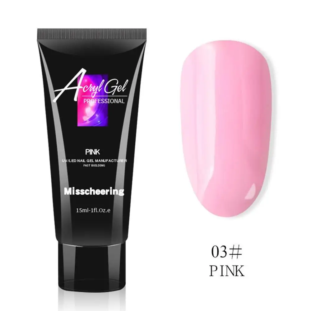 PINK Безболезненный удлиненный гелевый маникюрный держатель для бумаги быстрое удлинение кристаллическая модель безболезненный Кристальный гель 15 мл - Цвет: PINK
