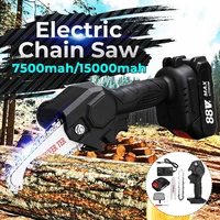 4 inch 88v mini electric chain saw with 2pc battery woodworking pruning one handed garden tool rechargeable