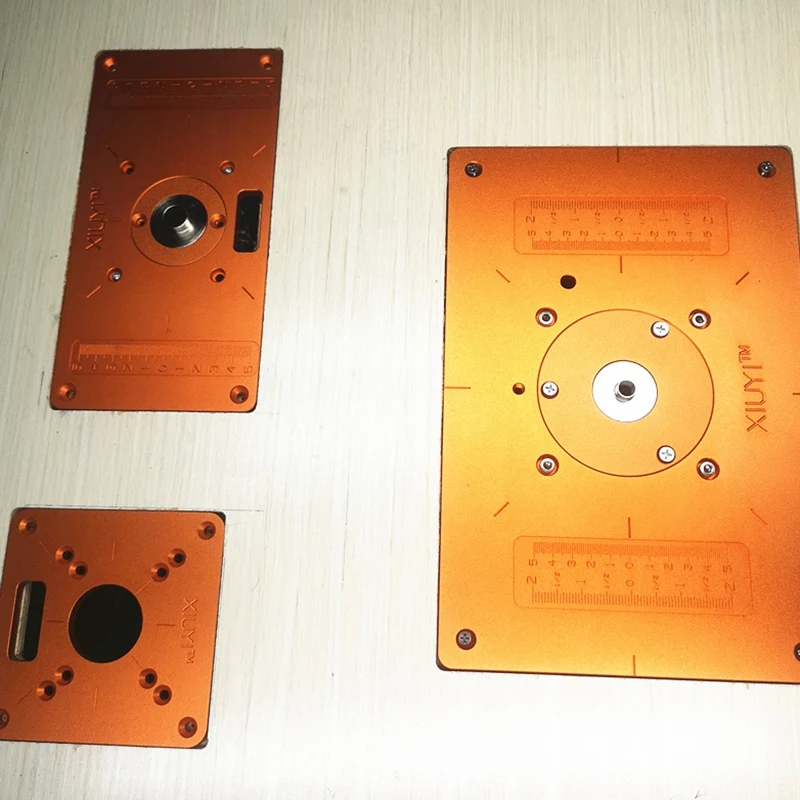 

Electric Wood Milling Trimming Machine Flip Plate Guide Table Aluminum Router Table Insert Plate with Bushing
