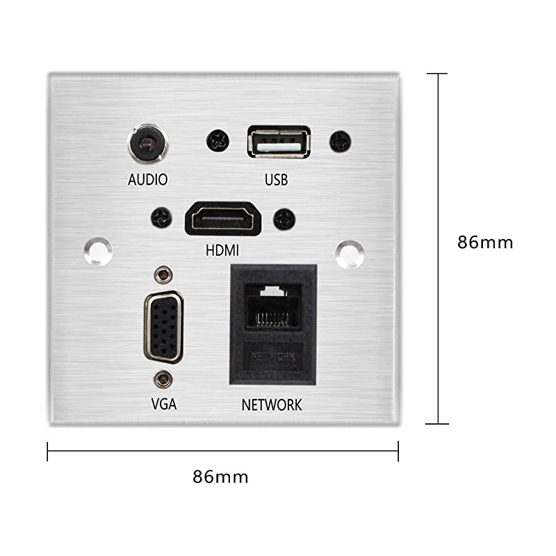 Wall Desktop Installation Socket Aluminum Alloy Panel with HDMI USB Audio Network VGA Port Multi-media Plug | Электроника