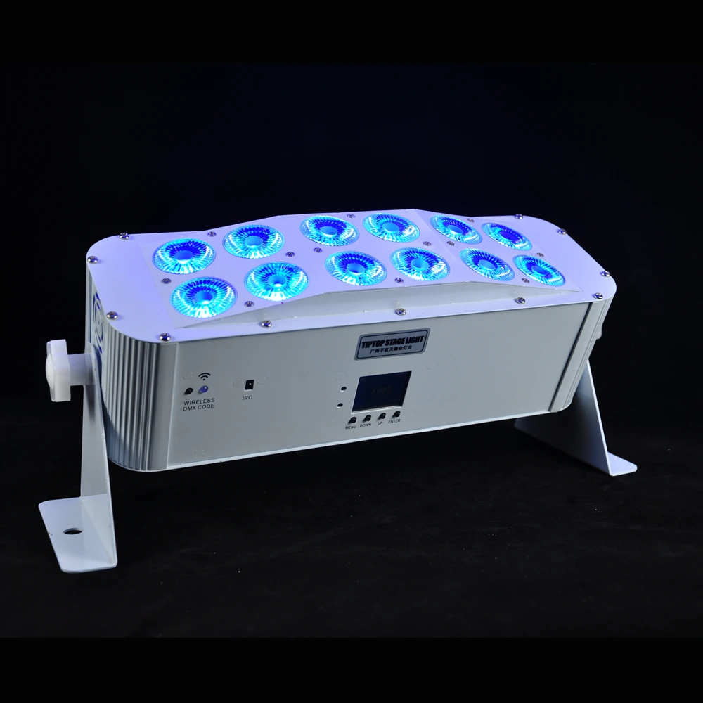 Comprare Freeshipping Bianco/Nero Cassa Di Batteria Senza Fili Ha Condotto La Luce Della Rondella Della Parete 12x18W RGBWA Viola 6in1 Di Colore 2.4G Wireless Antenna Bar