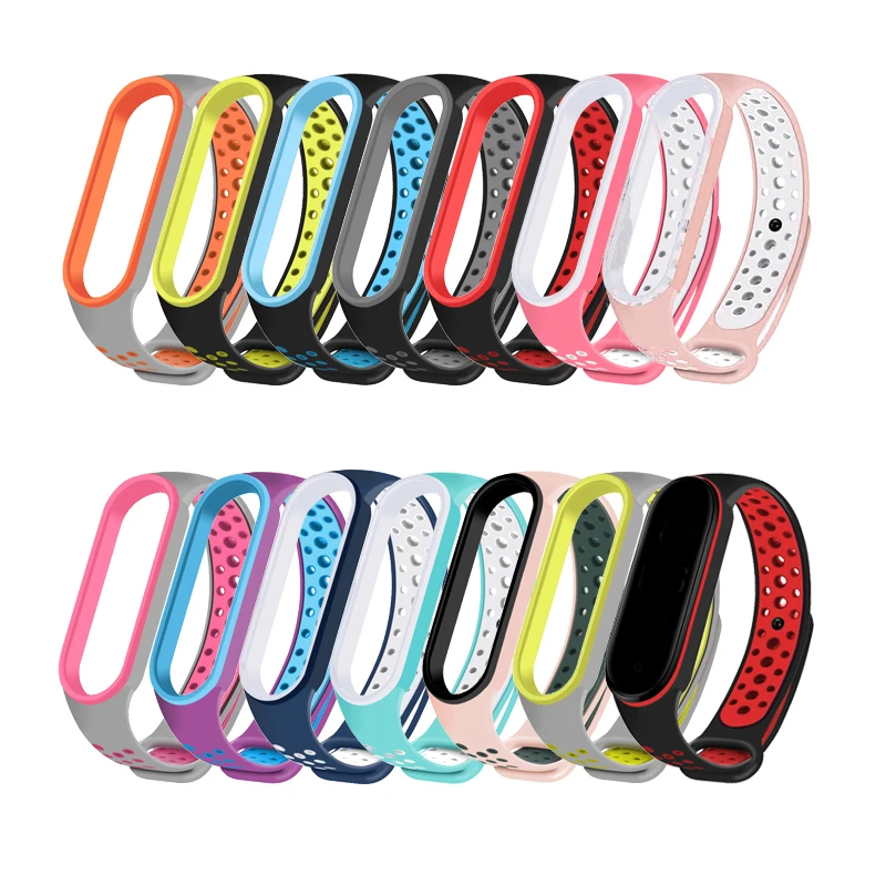 Дышащий ремешок для наручных смарт часов Xiaomi Mi Band 5 сменный Браслет