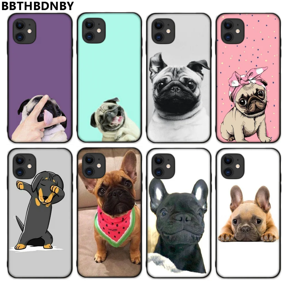 Для iphone 7 Французский бульдог Собака мягкий черный телефон чехол для 5 5S SE 5C 6 6S 8 plus