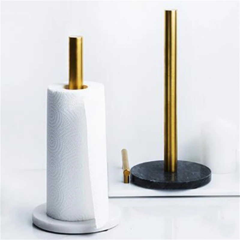 

Stainless Steel Punch-Free Kitchen European Marble Vertical Paper Towel Rack Countertop Creative Roll Holder WF