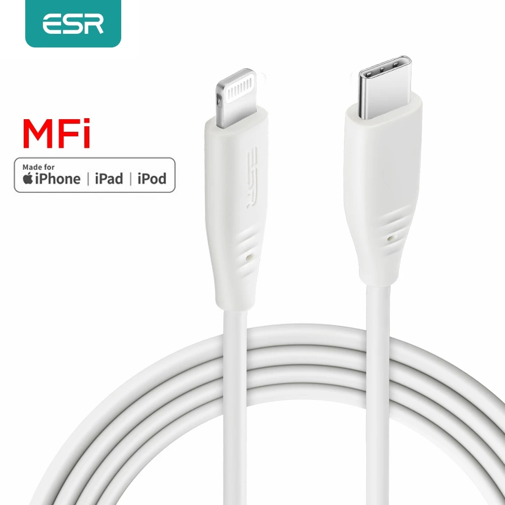 Сертифицированный кабель для быстрой зарядки ESR MFi USB C к Lightning Type PD iPhone 8/8P/XR/XS
