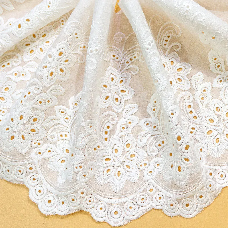 

Flowers Off White Cotton Embroidery Cuff Collar Skirt Hem Accessories Fabric Lace Accessories 17cm VQX160406