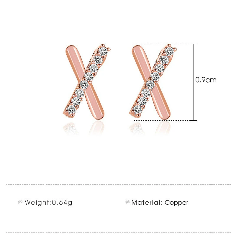 

Korean Style Aesthetic Earrings For Women Trendy Design Crystal Letter X Small Piercing Earrings Jewelry No Allergies