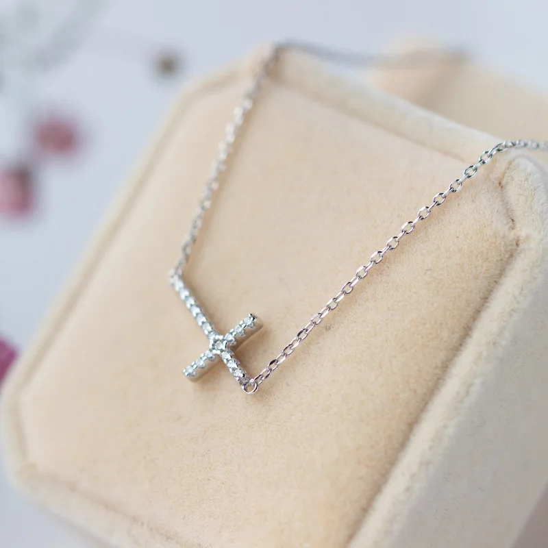 Твердые 925 пробы серебро Религия ювелирные кристаллы белый CZ Подвески с крестом