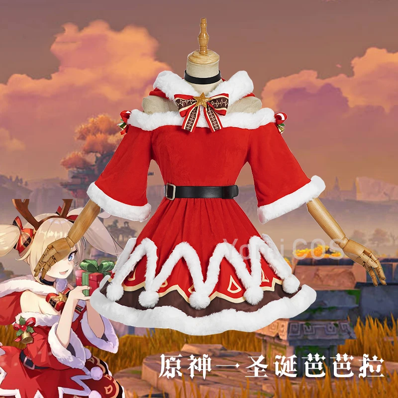 

Рождественское платье, игровой костюм Genshin Impact, Барбара, костюм для косплея, карнавал на Хэллоуин, аксессуары для косплея, подарки на день рождения