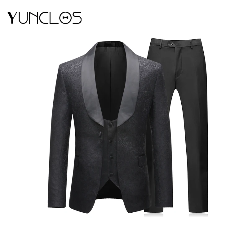 YUNCLOS мужской костюм из 3 предметов приталенный Роскошный Блейзер или свадебные