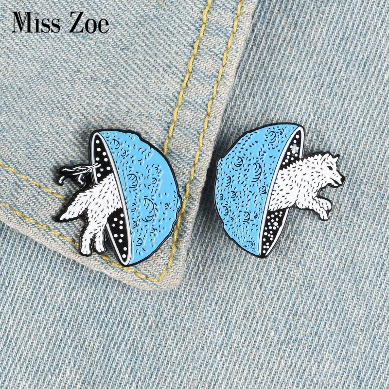 Планета прыжки волк эмали штырь пользовательские Sirius Броши рюкзак одежда