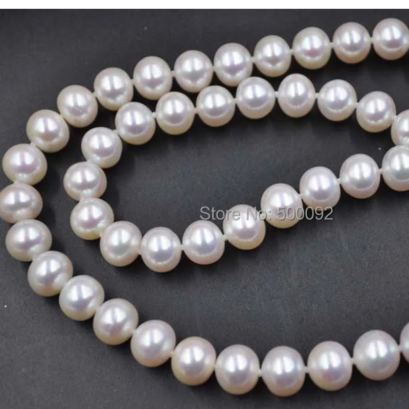 ????? 丸い淡水真珠のネックレス,高光沢,直径9mm,送料無料