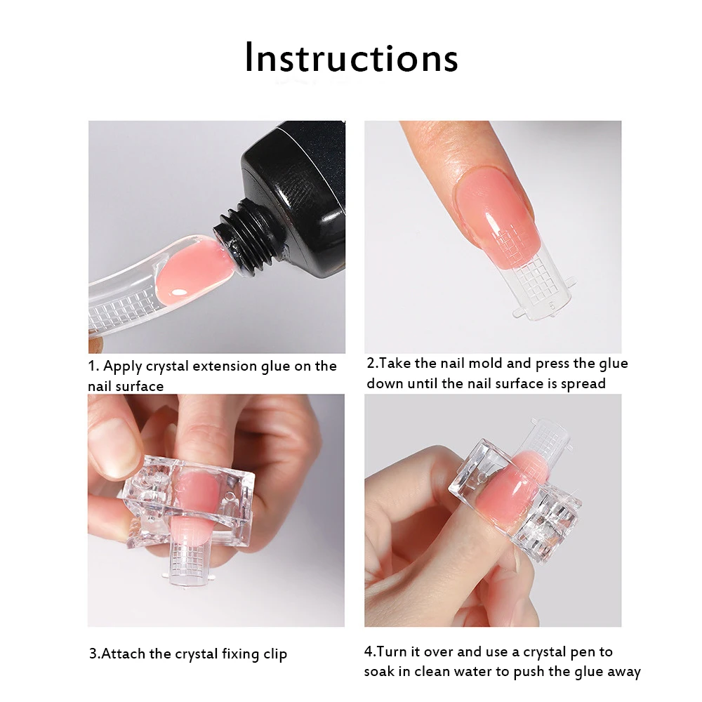 Прозрачный Кристальный зажим для дизайна ногтей наращивания УФ-гель