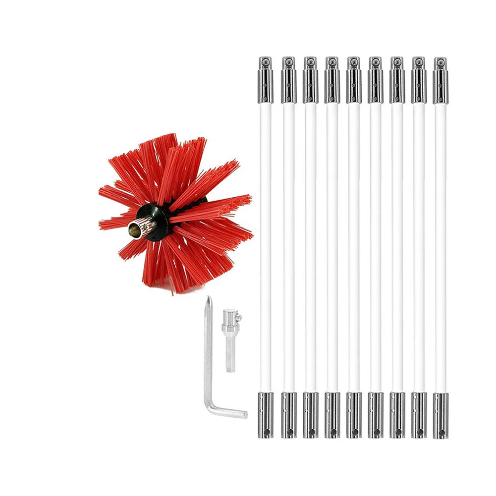 

6/9Pcs Bendable Cleaning Brush Set For Chimney Fireplace Pipe Stove Range Hood Sweep Suitable For Metal Smokestacks