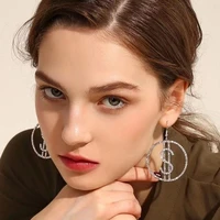 2021 crystal dollar currency earrings shape drop unique design womens girls round earrings fashion jewelry christmas gift