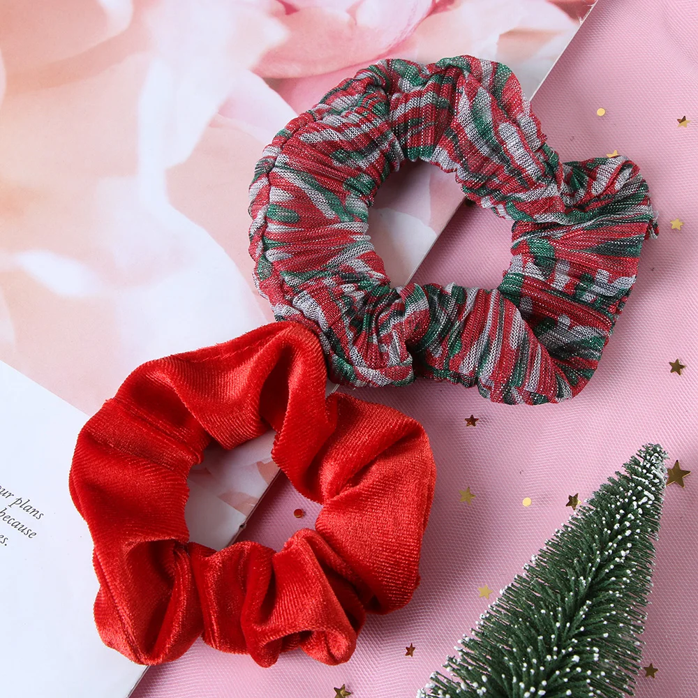 

Christmas Scrunchies For Women Girls Elastic Hair Rubber Fashion Christmas Ornaments Hair Ring Velvet Ponytail Holder