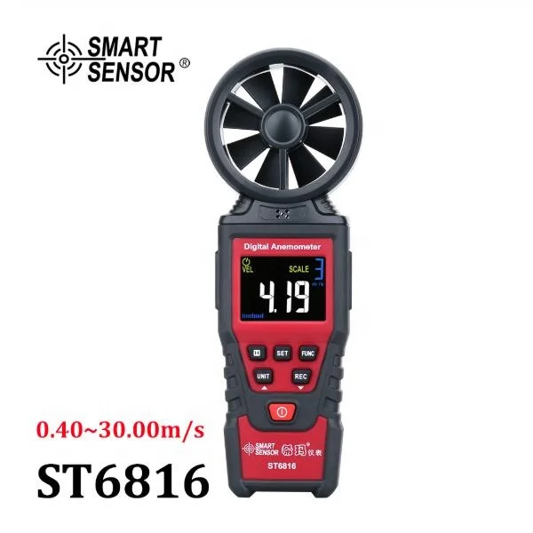 

Smart Sensor ST6816 Digital Anemometer Wind Speed Meter Air Velocity Flow Measurement Instrument Airflow Meter