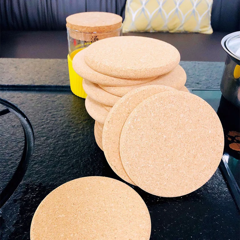 

4/8pcs Anti Slip Table Placemats Retro Cork Coaster For Table Mat Kitchen Heat Resistant Mat Drink Glasses Coasters Decoration