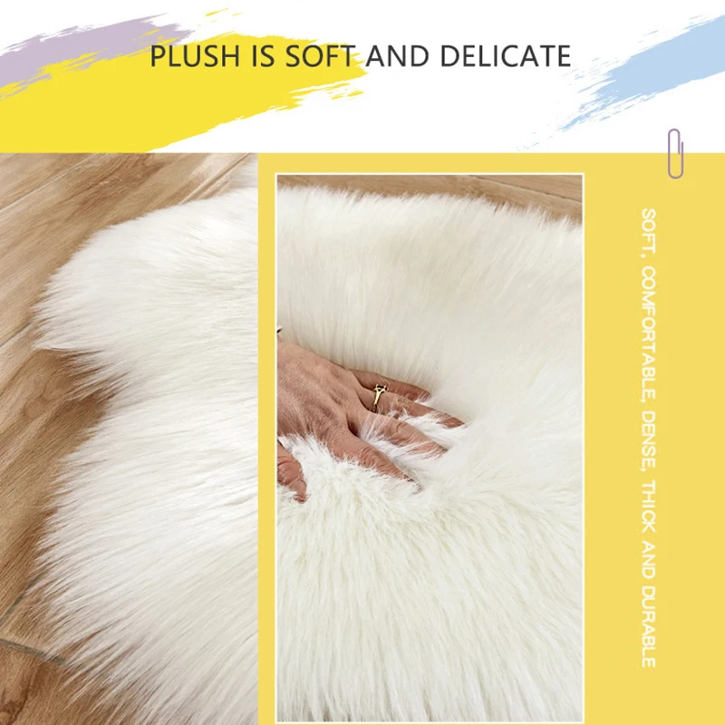 

1Pc 27" x 35" Picturesque Solid Color Indoor Heart-Shaped Anti-skidding Plush Rug/Foot Pad for Bedroom Living Room