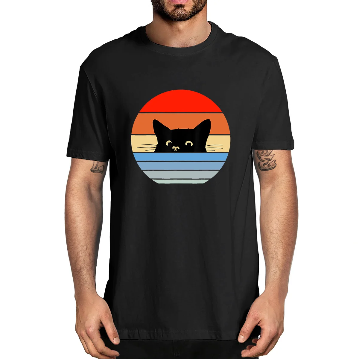 

Unisex Black Cat Cute Cats Print O-Neck Female Funny Men's Short Sleeve T-shirt Humor Streetwea Women Tee